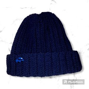 Handmade by me! Navy boys beanie with car accent